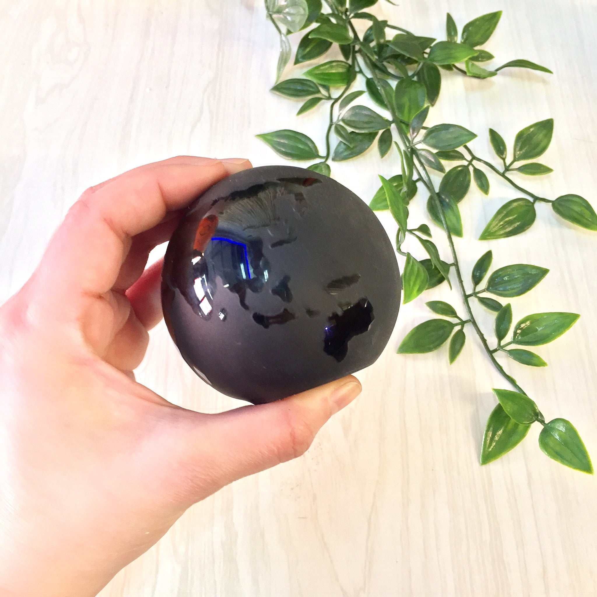 Vintage Paperweight | Vintage Home Decor | Globe | Earth | Office | Black Globe | Matte Black | Small Globe | Paperweight | Glass | Desk