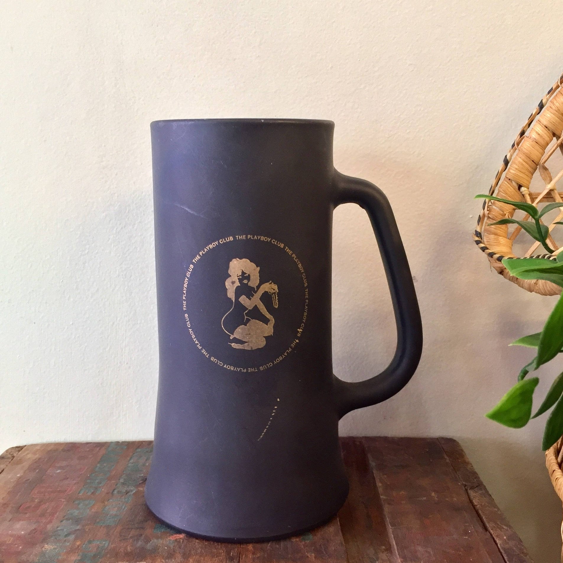 Tall Black Playboy Beer Mug | Playboy Coffee Mug | Matte Black Mug | Burlesque | Strip Tease | The Playboy Club | Beer | tea | Bar | Playboy