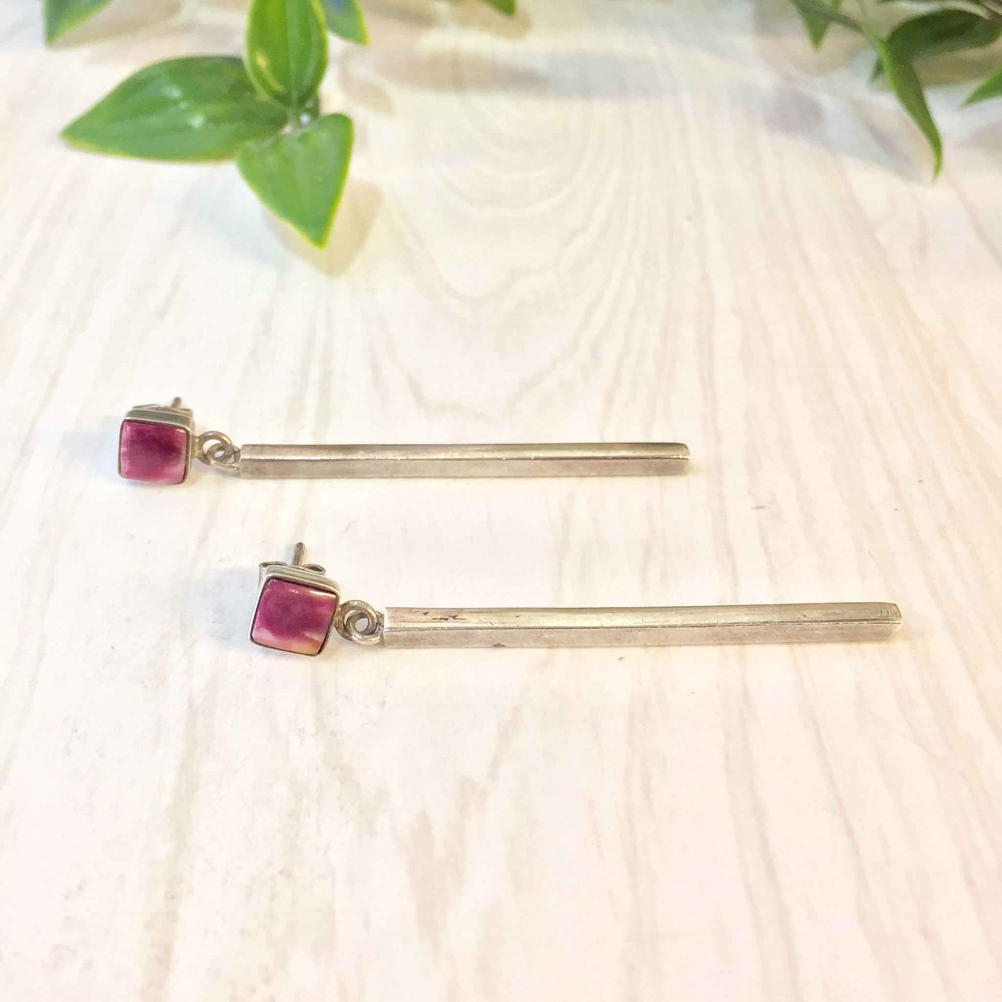 Vintage Silver Earrings | Pink Rhodochrosite | Vintage Jewelry | Rhodochrosite Jewelry | Sterling Earrings | Sterling Silver | Valentines