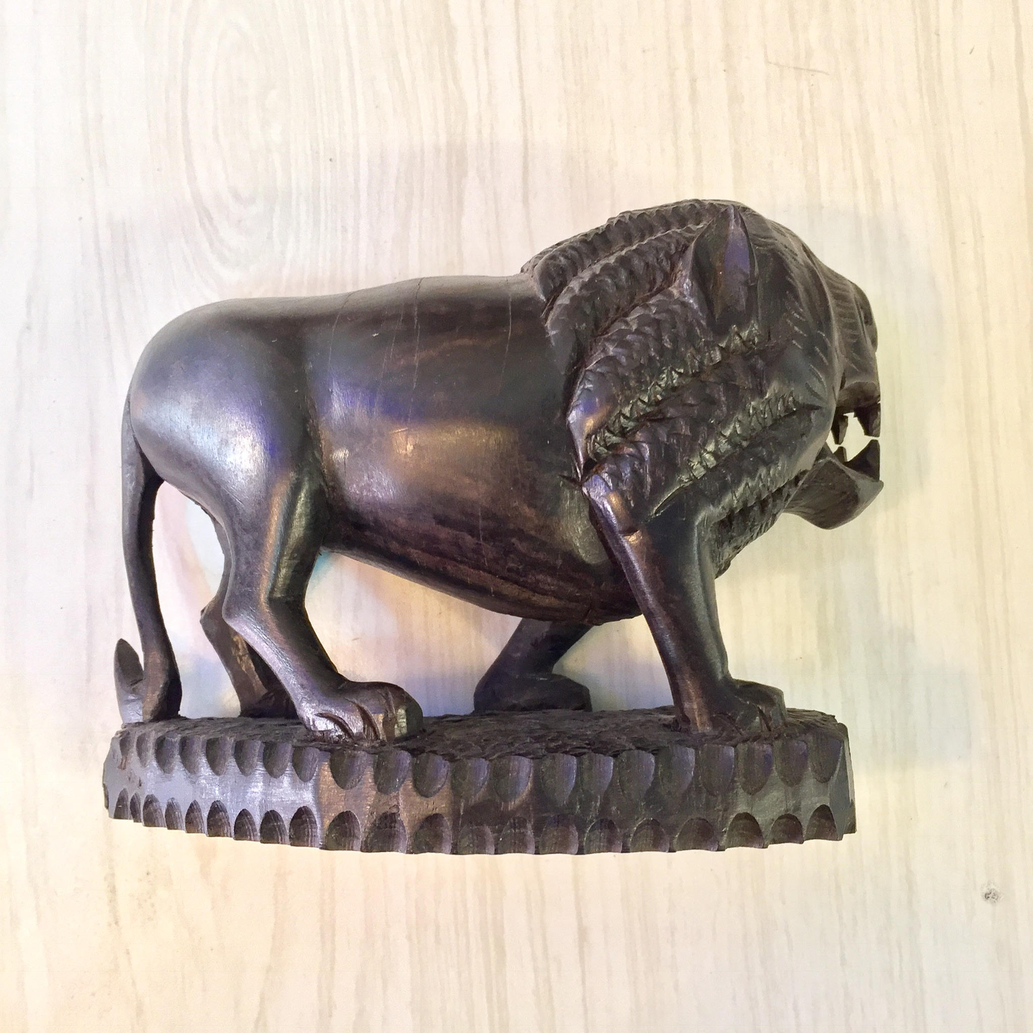 Hand Carved Ebony Wood Lion | Lion Wood Carving | Solid Wood Lion | Mantle Piece | | Bohemian Home Decor | Lion Decor |