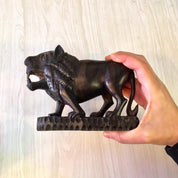 Hand Carved Ebony Wood Lion | Lion Wood Carving | Solid Wood Lion | Mantle Piece | | Bohemian Home Decor | Lion Decor |