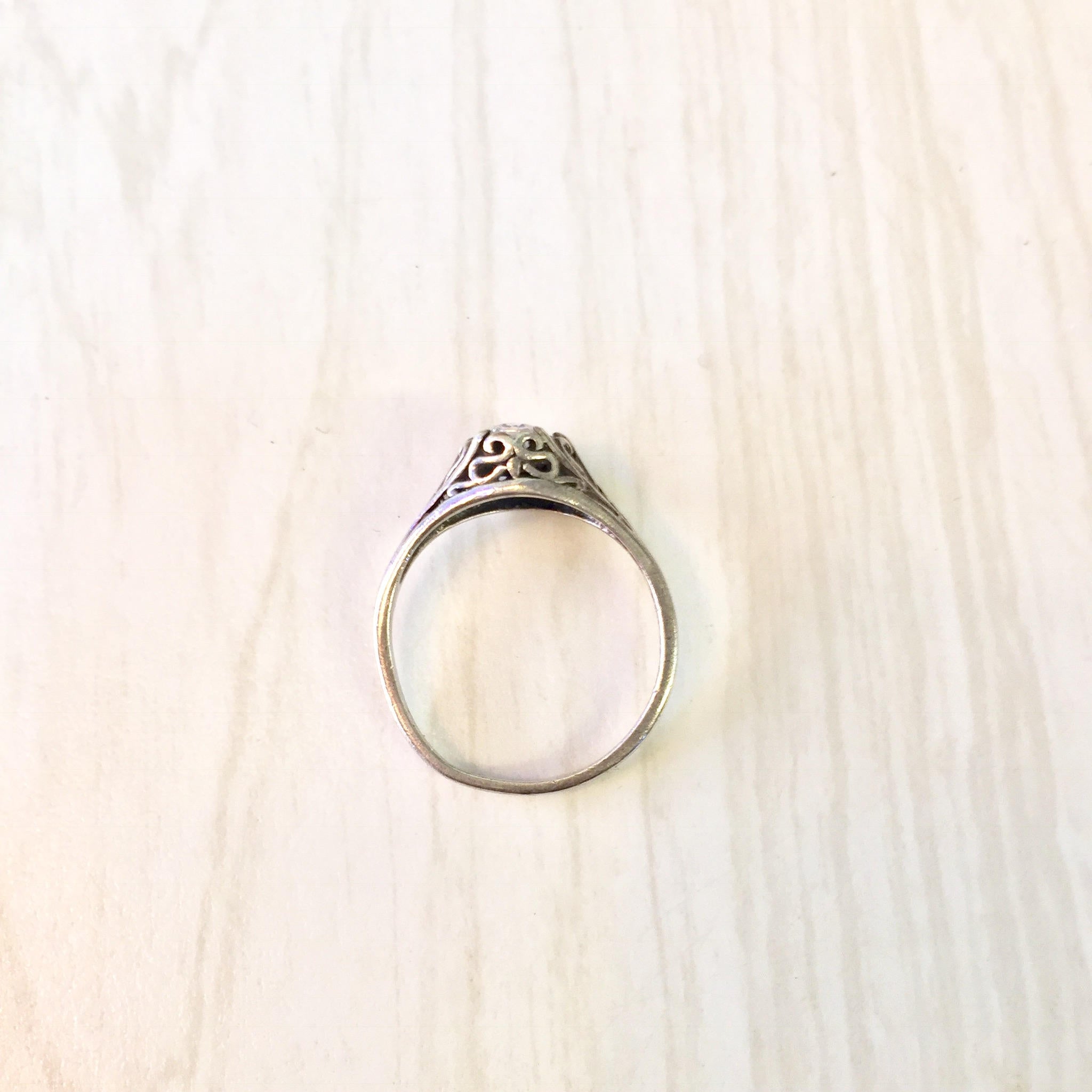 Art Deco Sterling Silver Ring with Cubic Zirconia | Art Deco Jewelry | Sterling Silver Ring | Engagement Ring | Filagree | Cubic Zirconia |