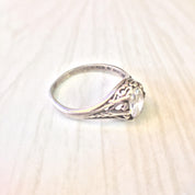 Art Deco Sterling Silver Ring with Cubic Zirconia | Art Deco Jewelry | Sterling Silver Ring | Engagement Ring | Filagree | Cubic Zirconia |