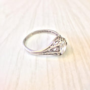 Art Deco Sterling Silver Ring with Cubic Zirconia | Art Deco Jewelry | Sterling Silver Ring | Engagement Ring | Filagree | Cubic Zirconia |
