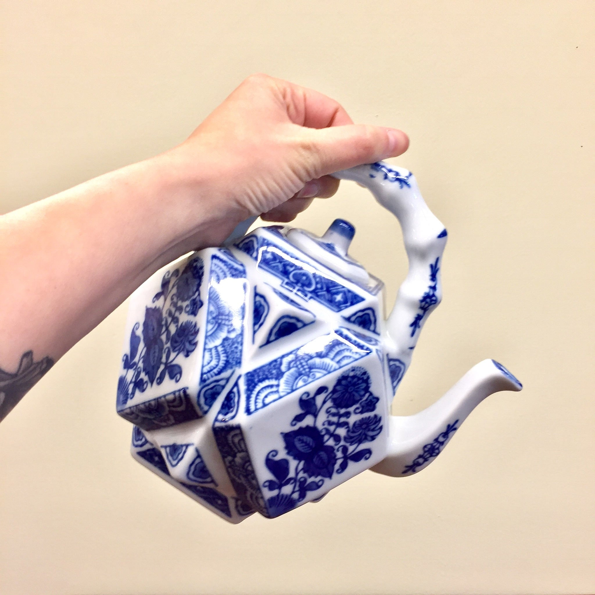 Vintage Teapot | Coffee pot | Ceramic Teapot | Blue | White | Floral | Teapot | Vintage Home Decor | Tea | Pottery | Geometric | Asian| rare