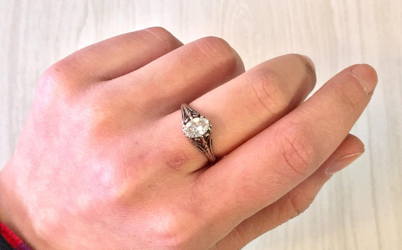 Art Deco Sterling Silver Ring with Cubic Zirconia | Art Deco Jewelry | Sterling Silver Ring | Engagement Ring | Filagree | Cubic Zirconia |