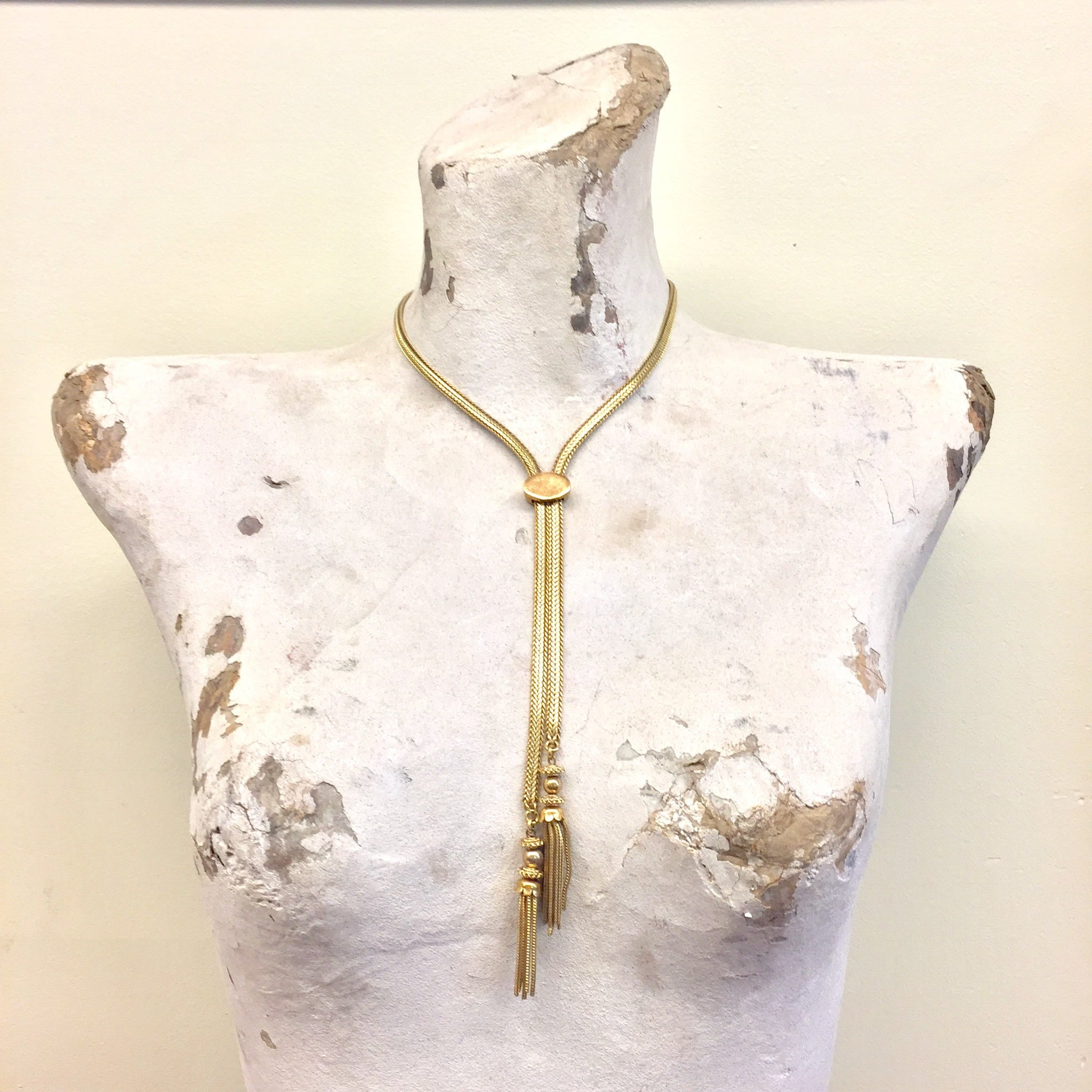 Vintage Necklace | Gold Tone | Vintage Jewelry | Bolo Tie Necklace | Tassel Necklace | Bolo Tie | Statement Jewelry | Valentines day | Gift