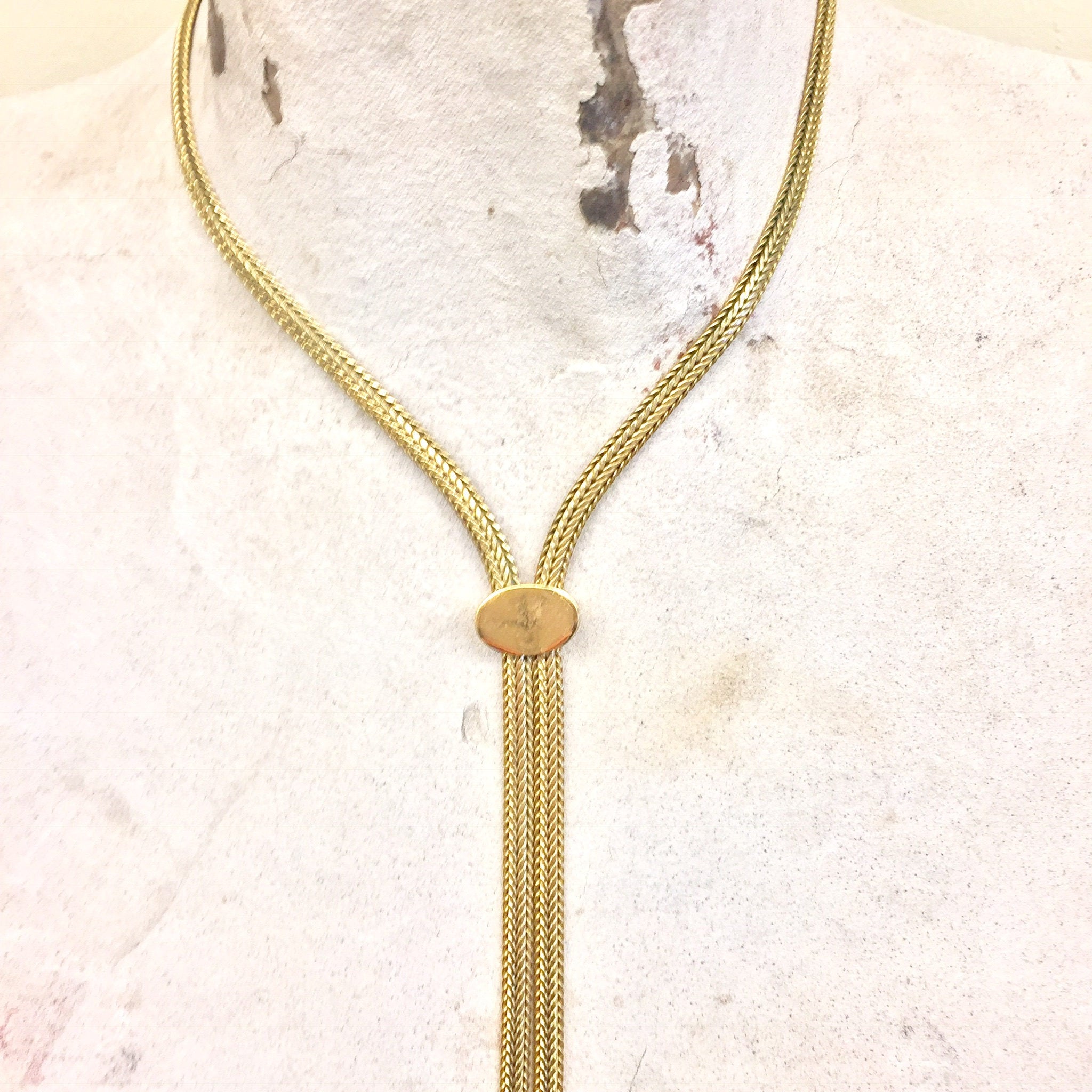 Vintage Necklace | Gold Tone | Vintage Jewelry | Bolo Tie Necklace | Tassel Necklace | Bolo Tie | Statement Jewelry | Valentines day | Gift