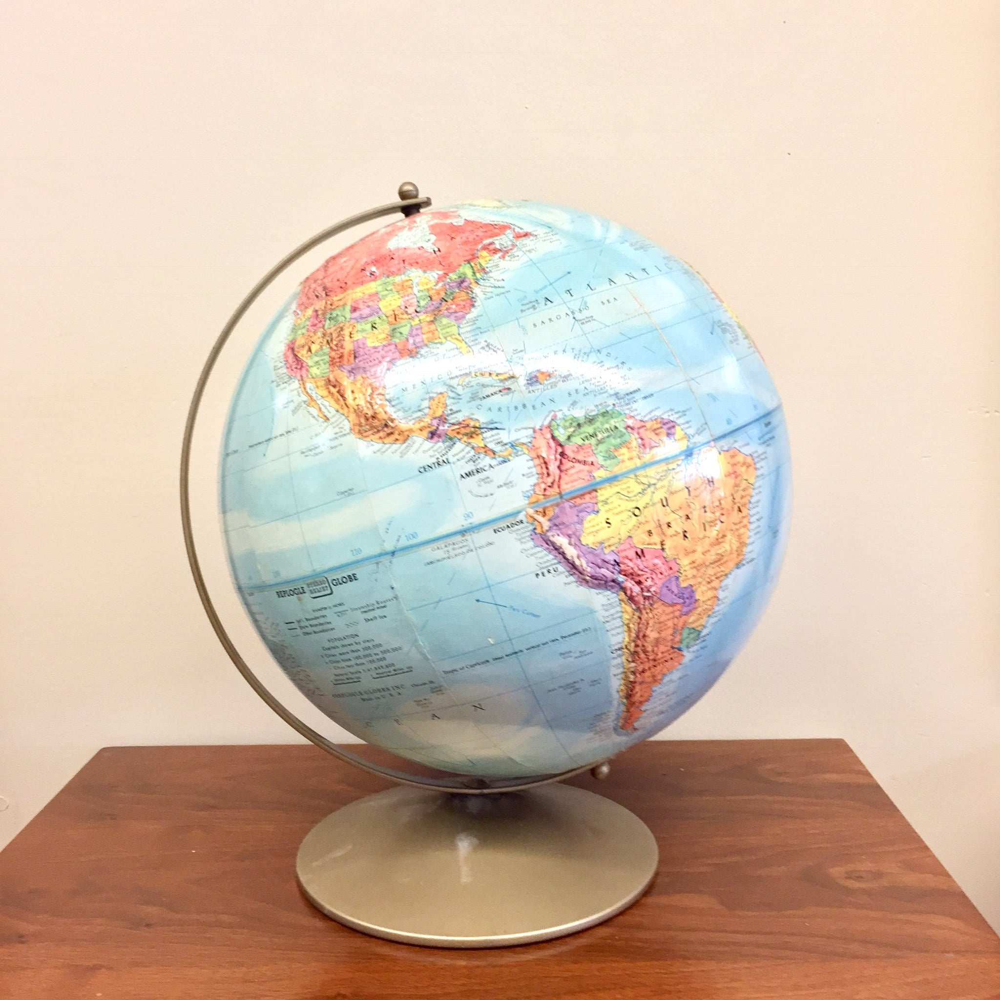 Vintage Replogle 12" Globe on Metal Stand | Vintage Globe | World Globe | 12" Globe | Earth Globe | MCM Decor | Library Decor |Vintage Decor