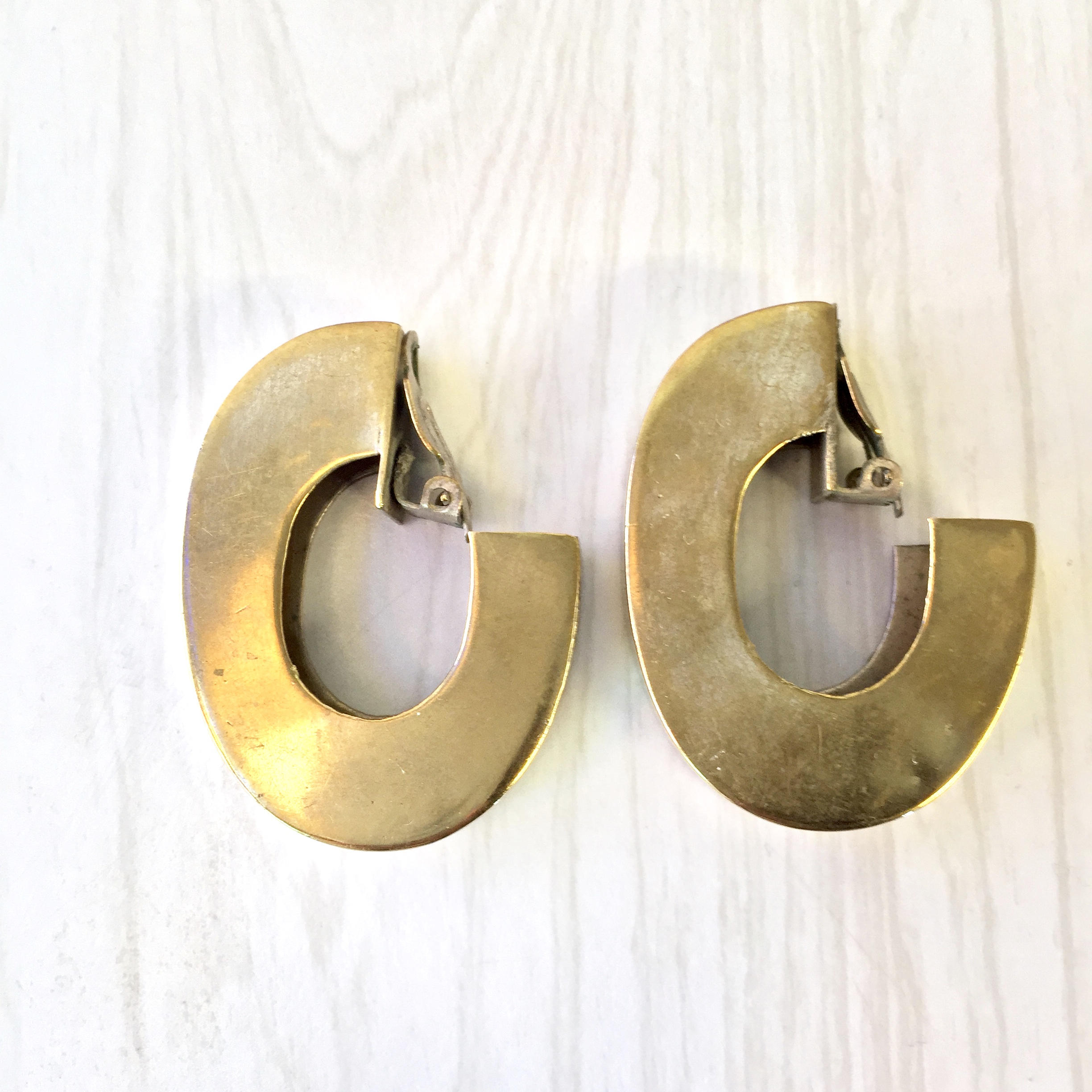 Gold Tone Costume Clip On Earrings | 80's Style | 80's Fashion | Clip On Earrings | Vintage Earrings | Gold Toned Metal | Holiday Gift Idea