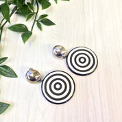 Vintage 1970's Clip On Earrings | Bullseye Earrings | Bullseye Design | Vintage Fashion | Black and White Earrings | Holiday Gift Idea