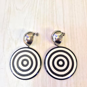 Vintage 1970's Clip On Earrings | Bullseye Earrings | Bullseye Design | Vintage Fashion | Black and White Earrings | Holiday Gift Idea