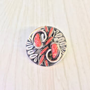 Vintage 1970's Clip On Earrings | Metal Earrings | Clip On Earrings | Vintage Fashion | Red Stones | Holiday Gift Idea | Statement Jewelry