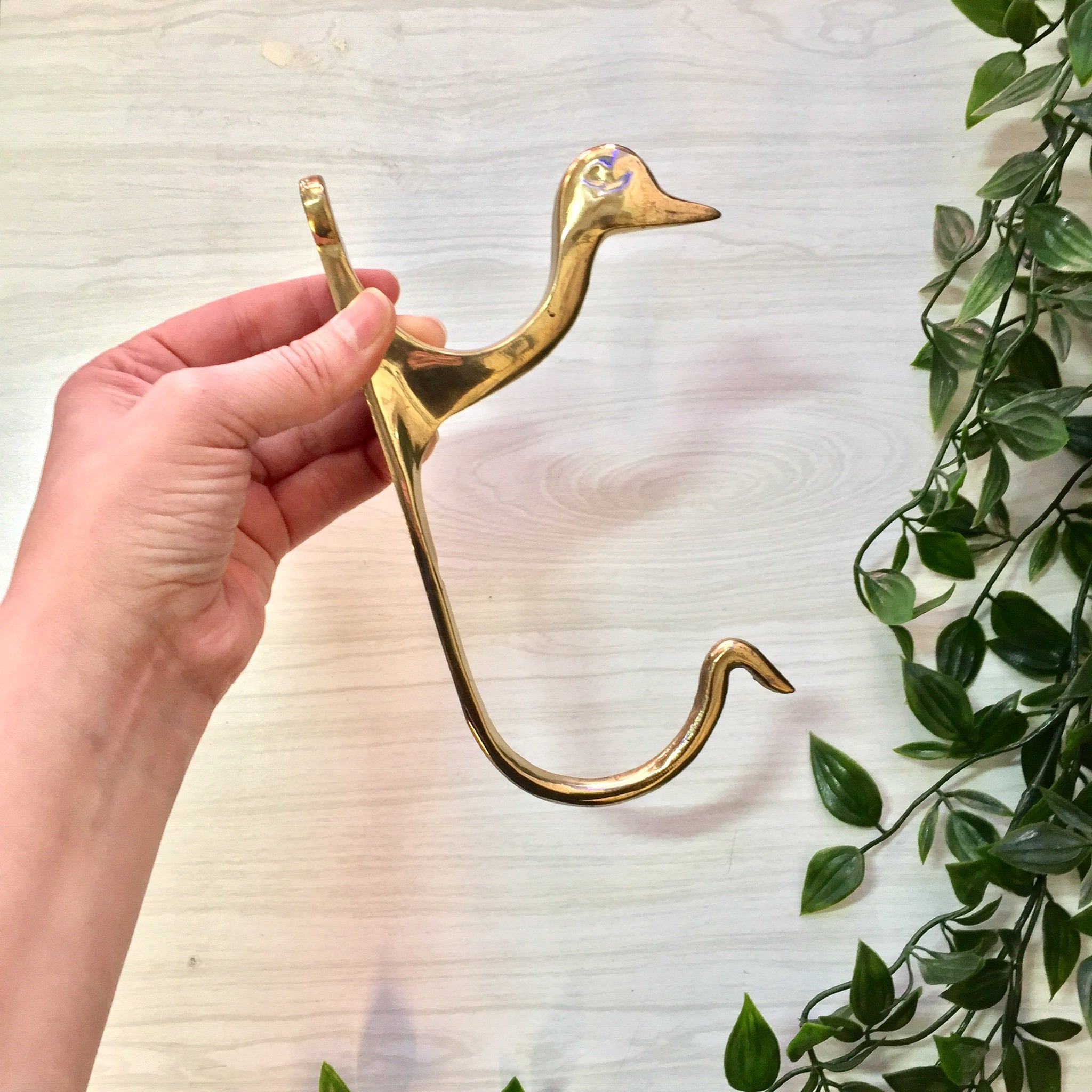Brass Coat Rack | Vintage Home Decor | Vintage Brass | Bird Hook | Bird Coat Rack | Wall Hook | Duck | Bird | Brass | Purse Hook | Rack