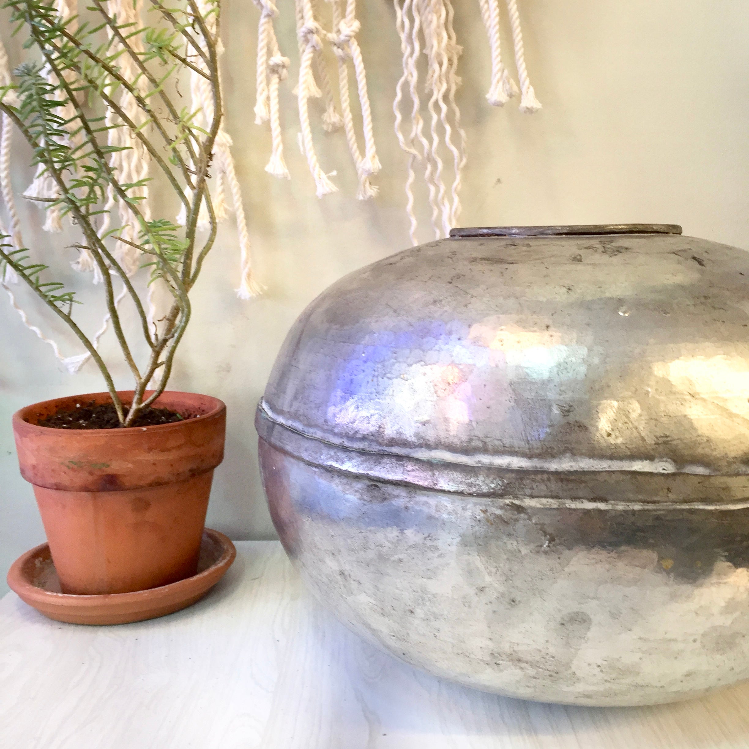 Hand Hammered Metal Planter | Metal Pot | Vintage Home Decor | Large Planter | Bohemian Home | Boho Decor | Home Decor | Holiday Gift Idea