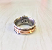 Vintage Sterling Silver Spinner Ring | Meditation Ring | Copper Detail | Hammered Sterling Silver Ring | Natural Stone Jewelry |Spinner Ring
