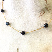Vintage 14 Karat Gold and Black Onyx Necklace | 14K Yellow Gold | Vintage Gold Jewelry | Gold and Black | Cut Black Onyx | Vintage Necklace