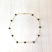 Vintage 14 Karat Gold and Black Onyx Necklace | 14K Yellow Gold | Vintage Gold Jewelry | Gold and Black | Cut Black Onyx | Vintage Necklace