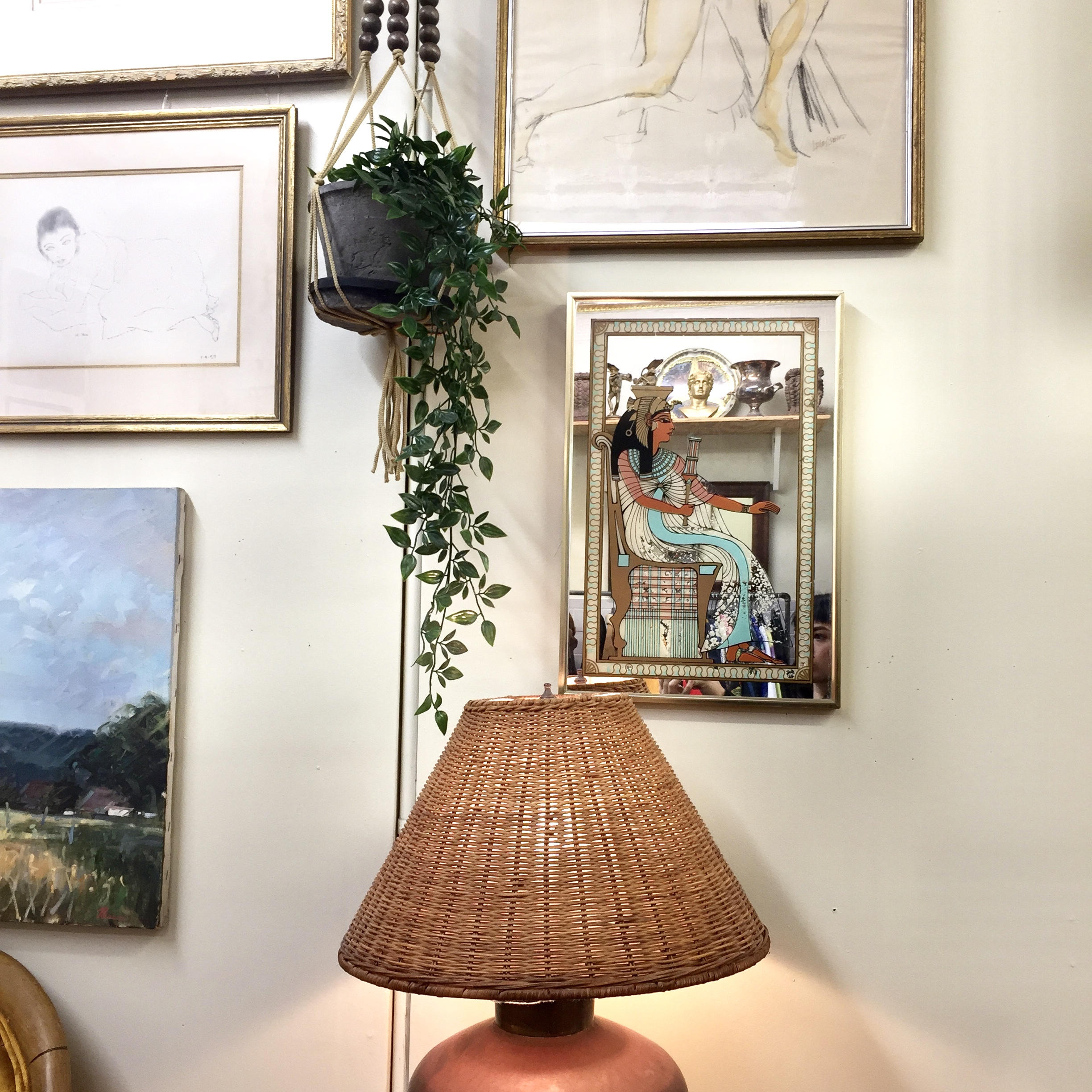 Vintage Mirror with Egyptian Decal | Egyptian Style Mirror | Egyptian Goddess Mirror | Egyptian Home Decor | Vintage Wall Decor | Gift Idea
