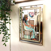 Vintage Mirror with Egyptian Decal | Egyptian Style Mirror | Egyptian Goddess Mirror | Egyptian Home Decor | Vintage Wall Decor | Gift Idea