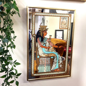 Vintage Mirror with Egyptian Decal | Egyptian Style Mirror | Egyptian Goddess Mirror | Egyptian Home Decor | Vintage Wall Decor | Gift Idea