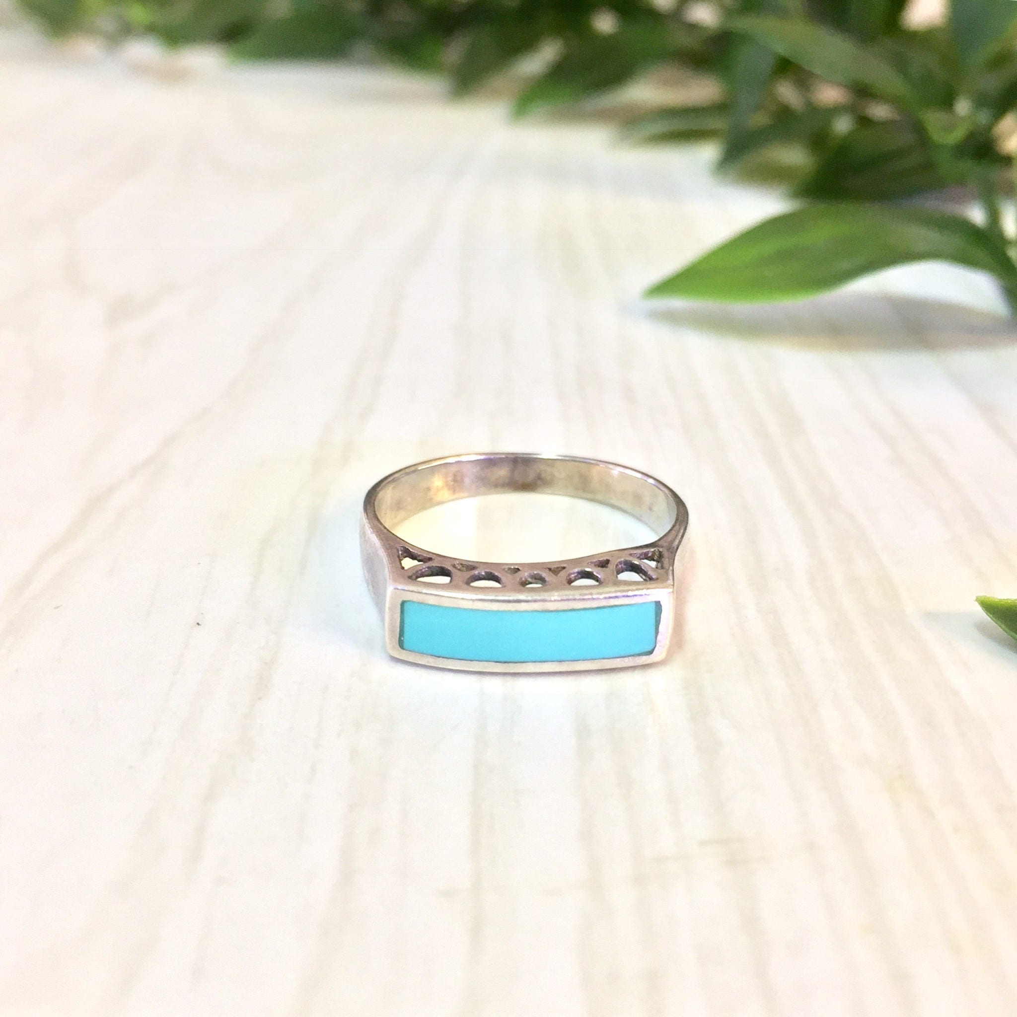 Vintage Silver Ring | Turquoise Ring | Vintage Jewelry | Turquoise Jewelry | Blue | Sterling Silver | Cut Out Ring | Turquoise | Vintage