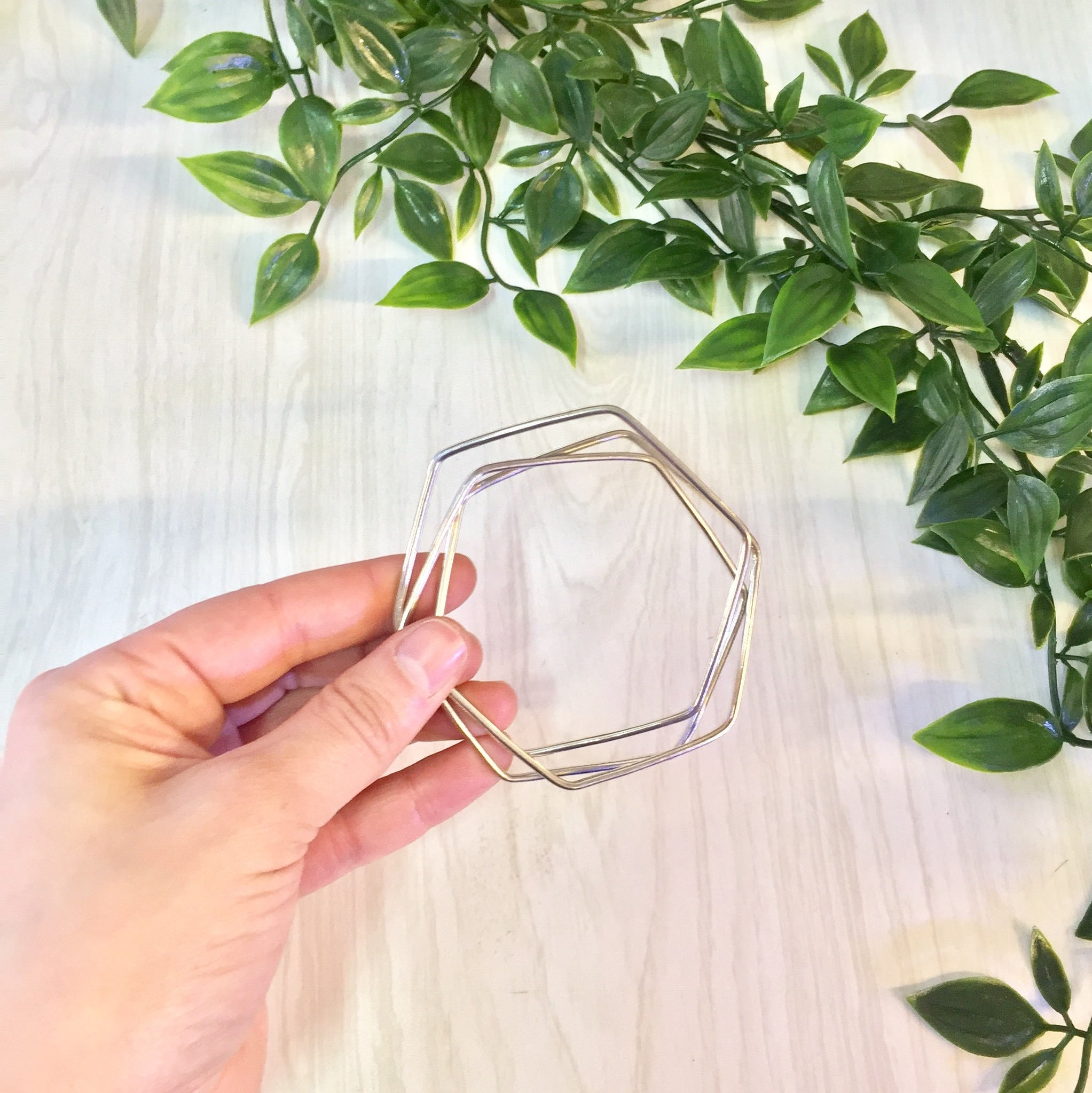 Vintage Silver Bracelet | Bangle Bracelet | Vintage Jewelry | Geometric Jewelry | Hexagon | Three Piece Bangle | Sterling Silver | Bracelet