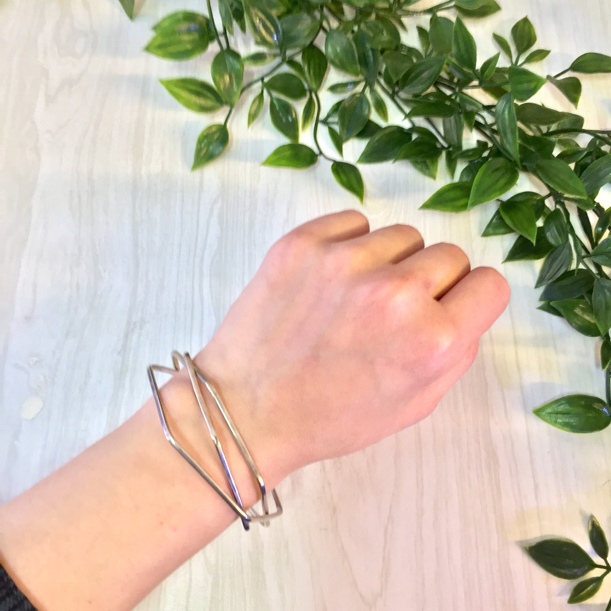 Vintage Silver Bracelet | Bangle Bracelet | Vintage Jewelry | Geometric Jewelry | Hexagon | Three Piece Bangle | Sterling Silver | Bracelet