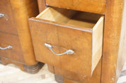 Vintage Art Deco night stands end tables retro wooden beveled edges drawers