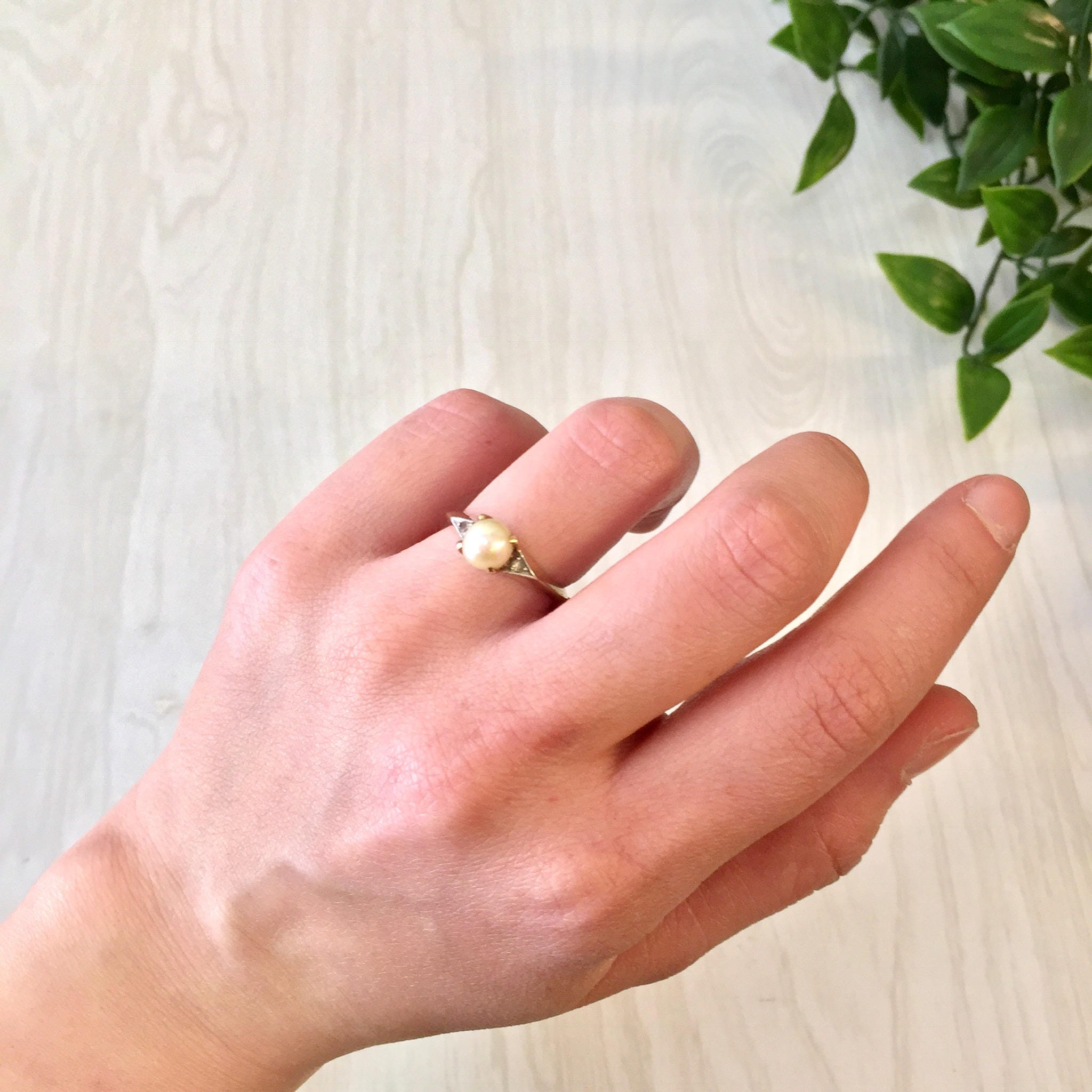 Vintage Gold Ring | 10 K Yellow Gold | Yellow Gold Ring | Pearl Ring | Vintage Jewelry | Diamond Ring | Gold Jewelry | Engagement Ring |