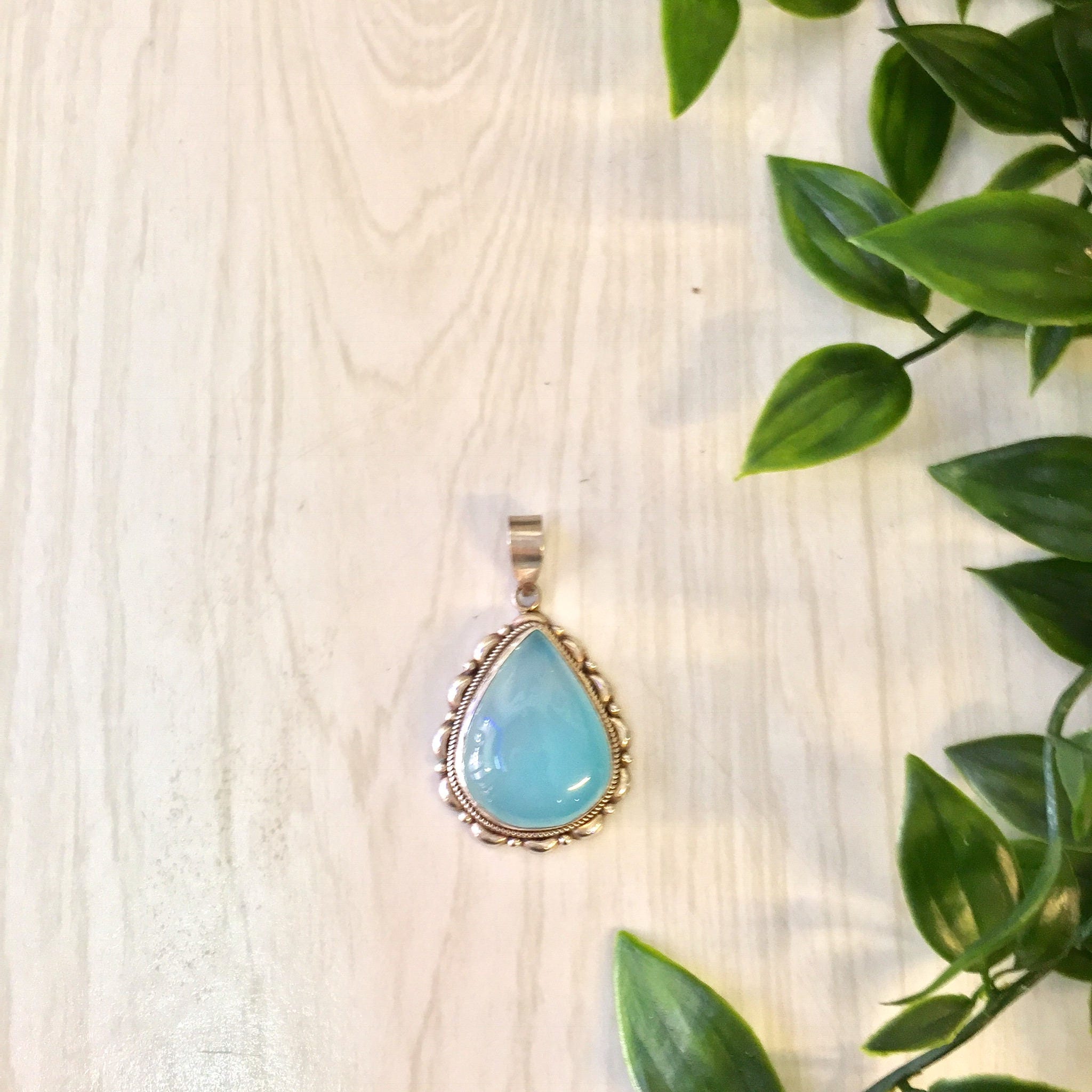 Vintage Silver Pendant | Opalite Pendant | Vintage Jewelry | Sterling Silver | Opalite Jewelry | Blue | Green | Vintage Necklace | Pendant