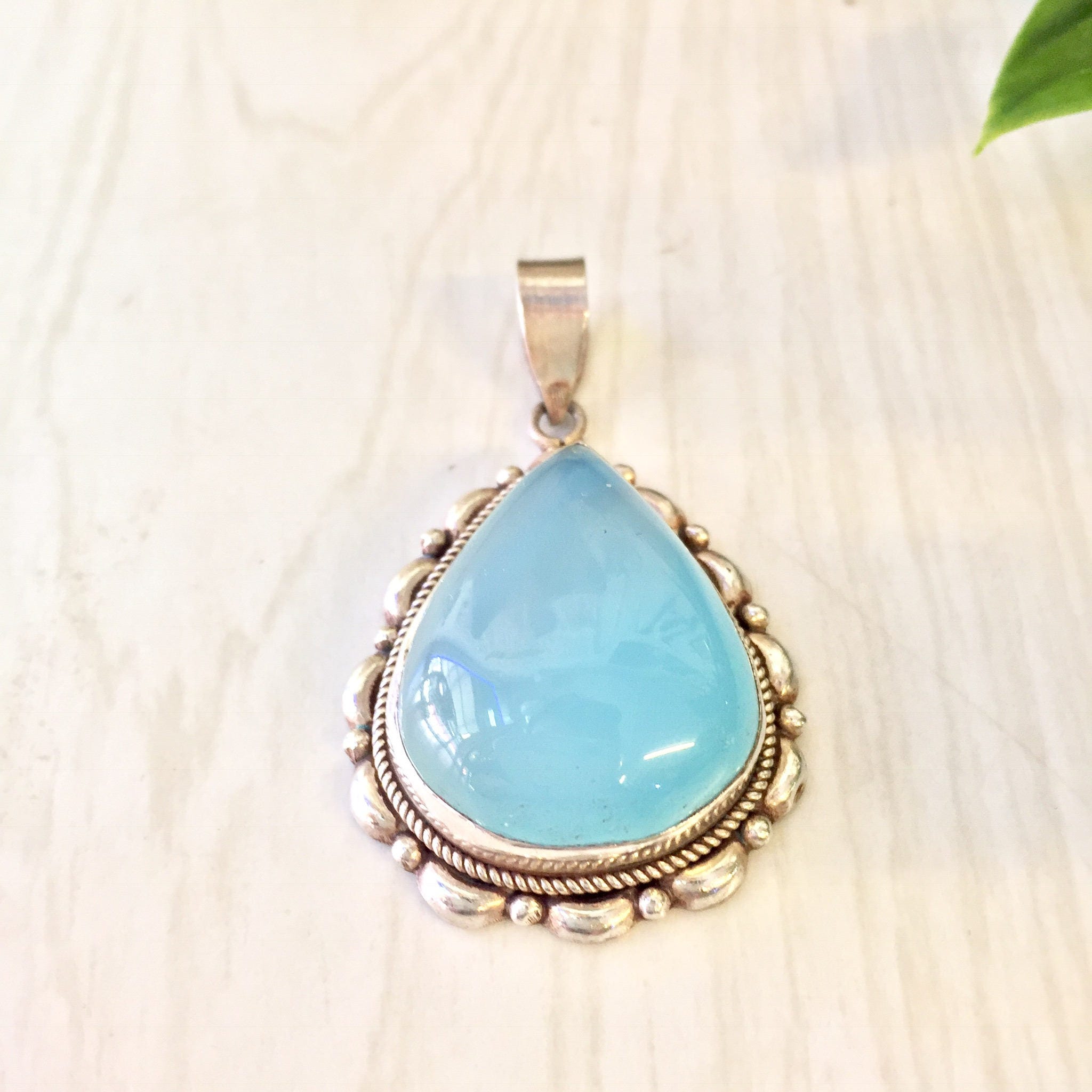 Vintage Silver Pendant | Opalite Pendant | Vintage Jewelry | Sterling Silver | Opalite Jewelry | Blue | Green | Vintage Necklace | Pendant