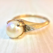 Vintage Gold Ring | 10 K Yellow Gold | Yellow Gold Ring | Pearl Ring | Vintage Jewelry | Diamond Ring | Gold Jewelry | Engagement Ring |