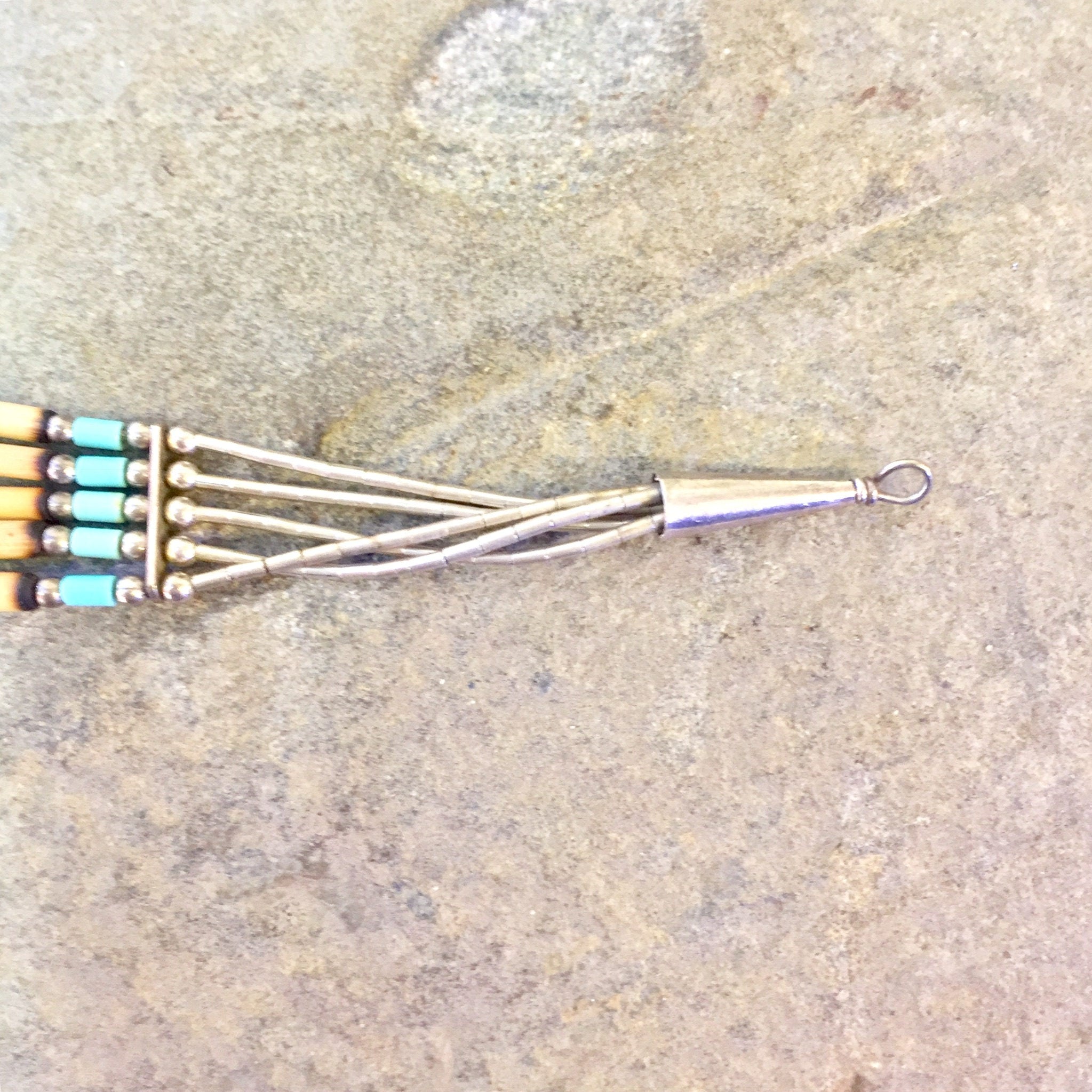 Vintage Beaded Bracelet | Turquoise Bracelet | Beaded Jewelry | Vintage Jewelry | Sterling Silver | Multi Strand | Turquoise | Flower | Gift