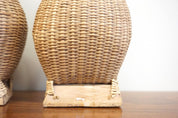 Pair of Two Rattan Wrapped Vases | Ceramic Vases Wrapped in Rattan | Rattan Home Decor | Bohemian Home Decor | Boho Home |Rattan Vase |Weave