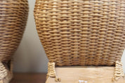 Pair of Two Rattan Wrapped Vases | Ceramic Vases Wrapped in Rattan | Rattan Home Decor | Bohemian Home Decor | Boho Home |Rattan Vase |Weave