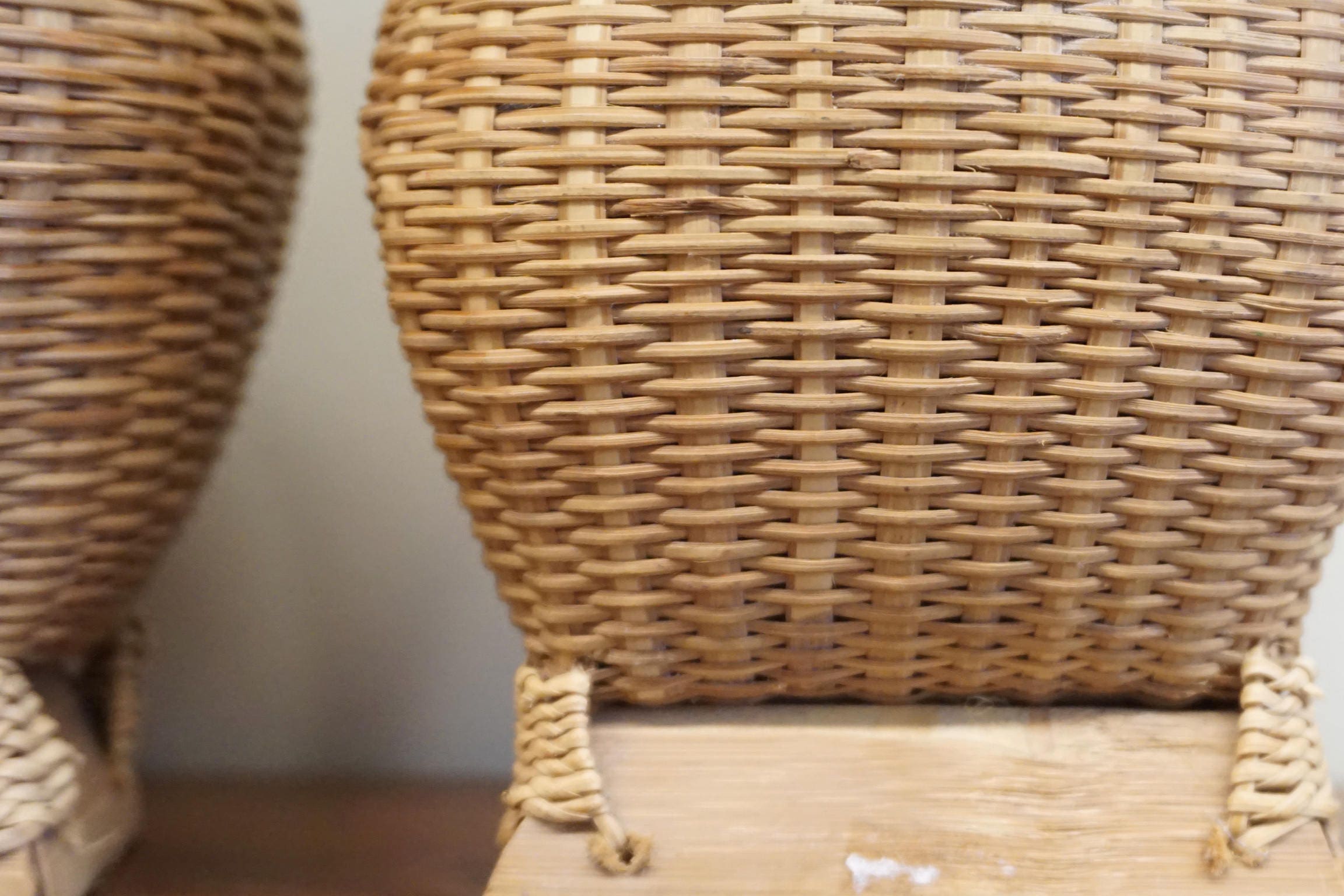 Pair of Two Rattan Wrapped Vases | Ceramic Vases Wrapped in Rattan | Rattan Home Decor | Bohemian Home Decor | Boho Home |Rattan Vase |Weave
