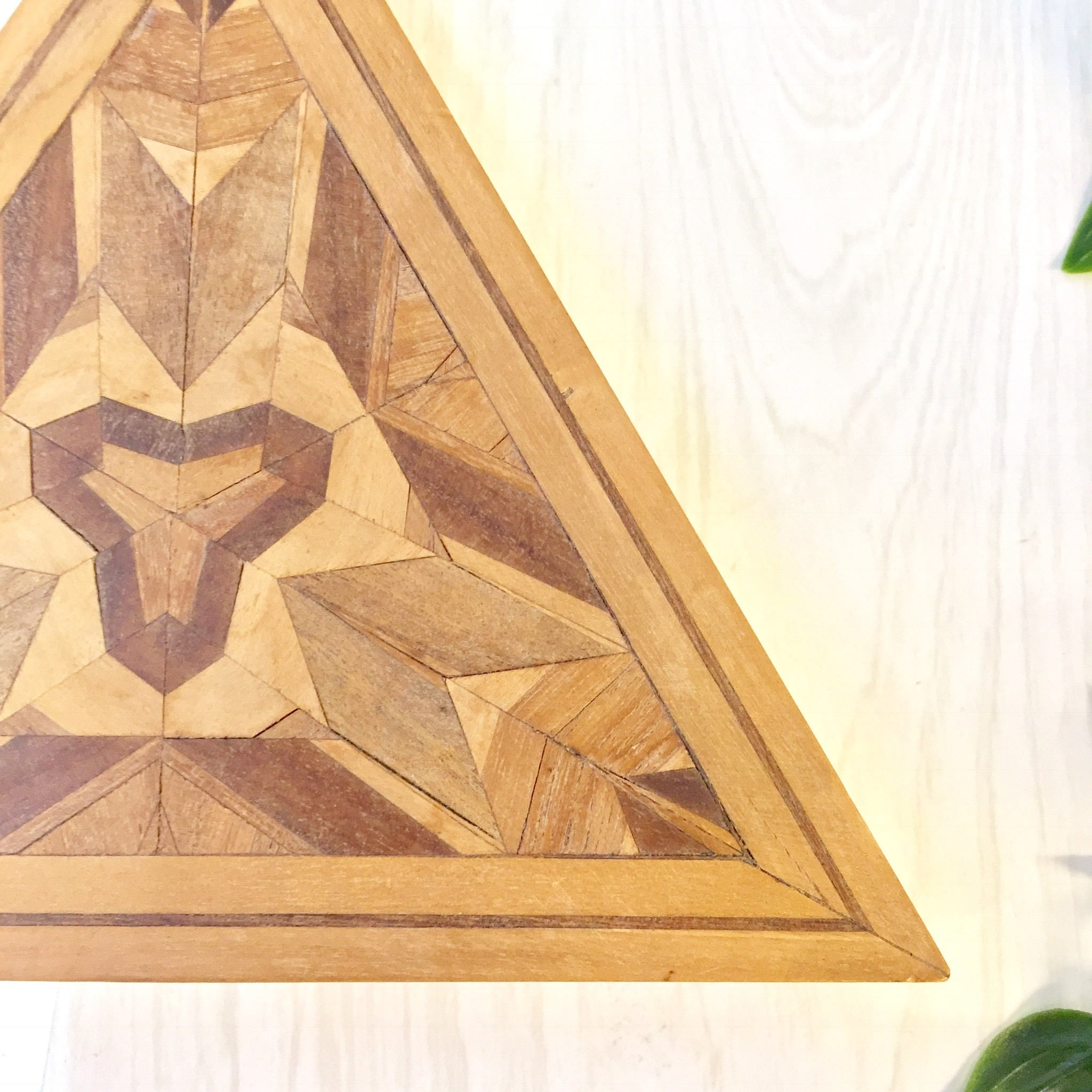 Vintage Wooden Box | Vintage Home Decor | Trinket Box | Handmade Box | Inlaid Wood Work | Triangle | Wood Box | Catch All Box | Mosaic |Gift