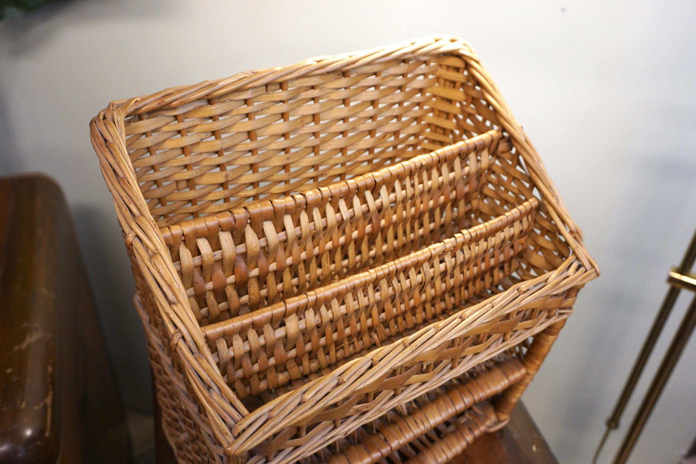 Vintage Wicker Mail Organizer | Office Mail Organizer | Woven Home Decor | Woven Organizer | Letters | Bills | Mail | Office Caddy |