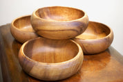 Set of Four Wooden Bowls | Wood Carved Bowls | Wooden Serving Bowls | Salad Bowl | Vintage Bowl | Vintage Home Decor | Wood Bowl |