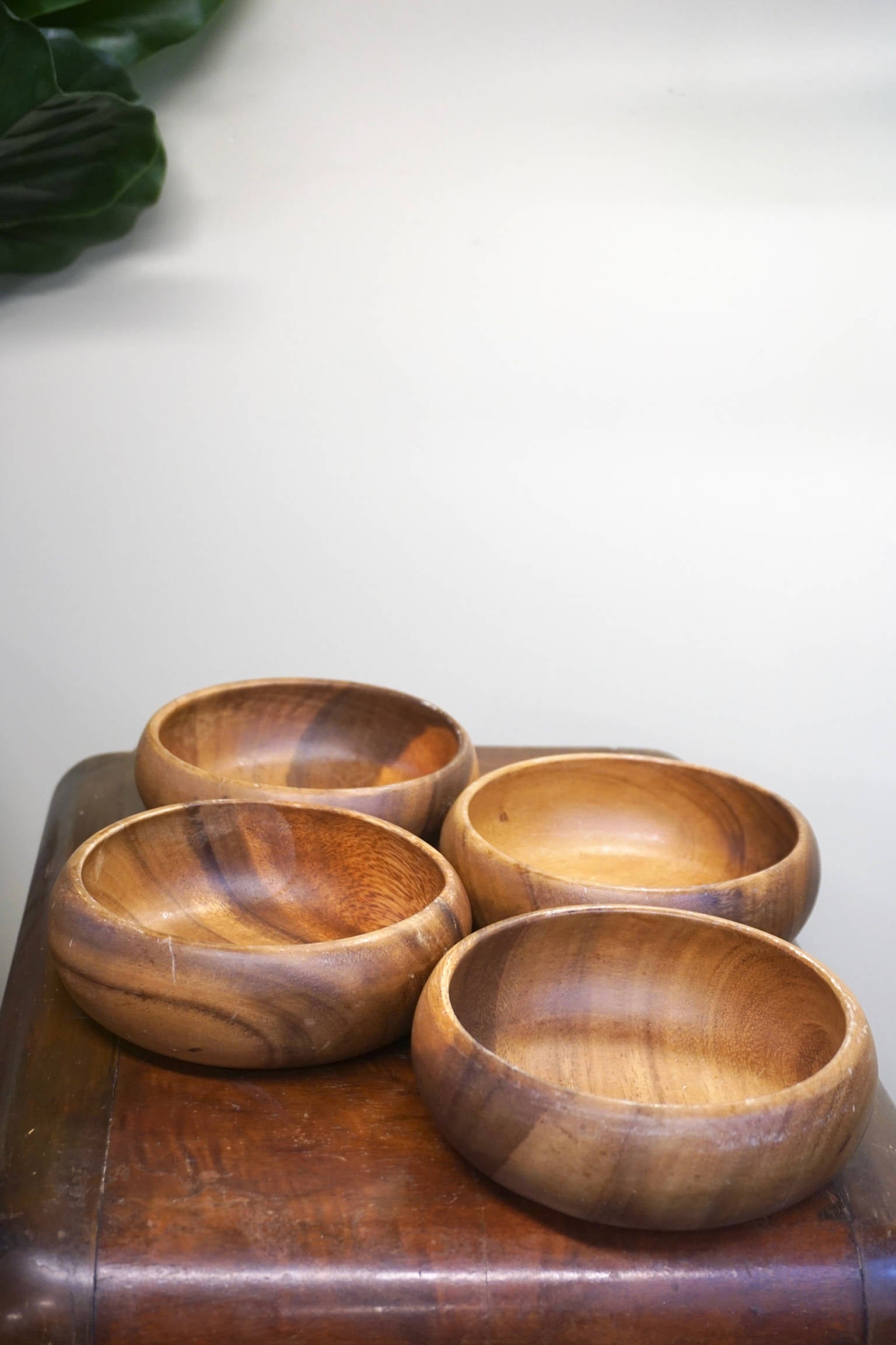 Set of Four Wooden Bowls | Wood Carved Bowls | Wooden Serving Bowls | Salad Bowl | Vintage Bowl | Vintage Home Decor | Wood Bowl |