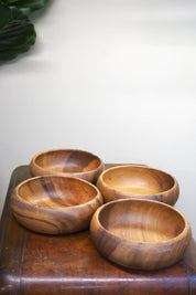 Set of Four Wooden Bowls | Wood Carved Bowls | Wooden Serving Bowls | Salad Bowl | Vintage Bowl | Vintage Home Decor | Wood Bowl |