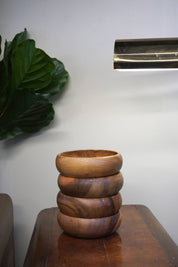 Set of Four Wooden Bowls | Wood Carved Bowls | Wooden Serving Bowls | Salad Bowl | Vintage Bowl | Vintage Home Decor | Wood Bowl |