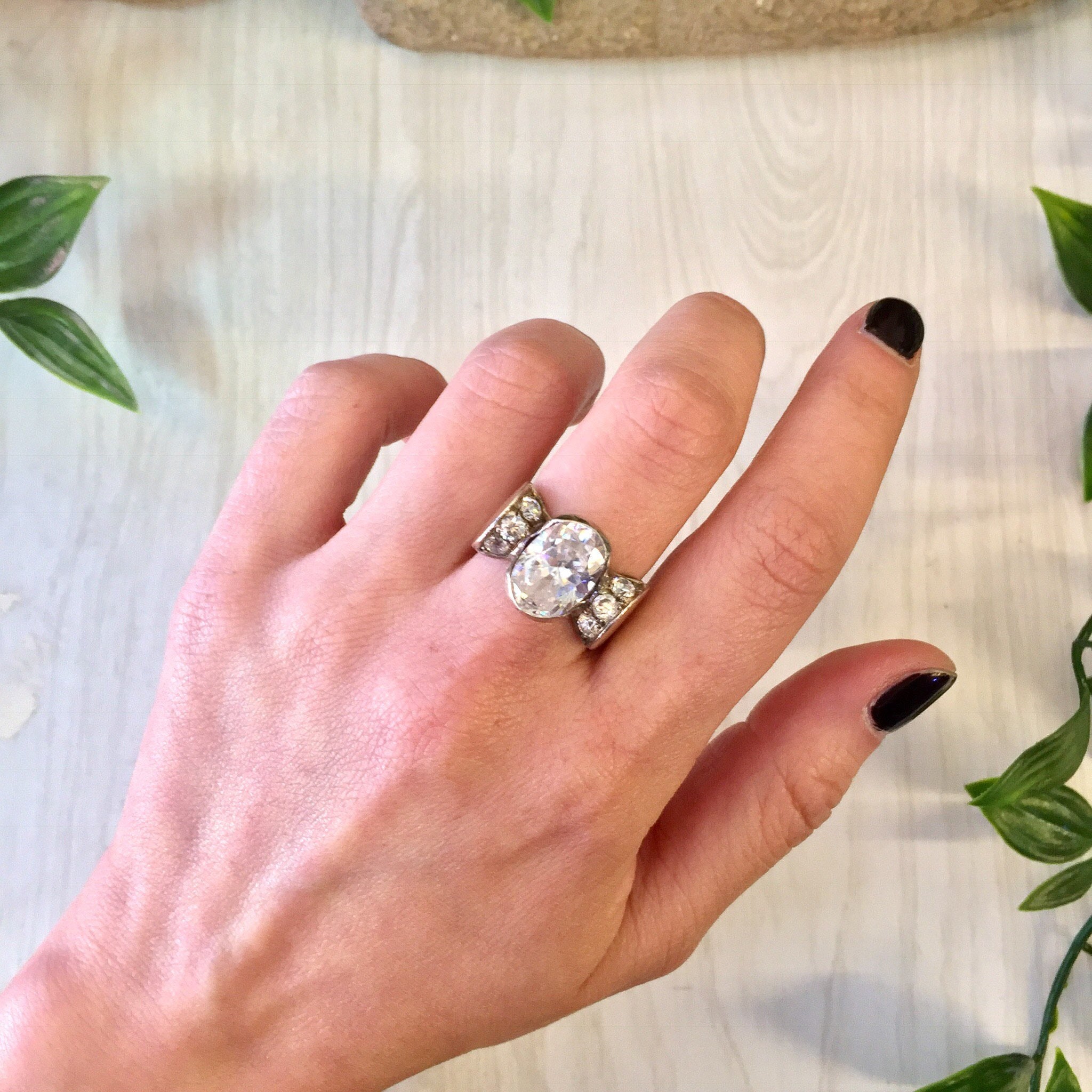Vintage Silver Ring, Vintage Jewelry, Sterling Silver, Statement Ring, Engagement Ring, Wedding Jewelry, Cocktail Ring, Diamond Jewelry, 925