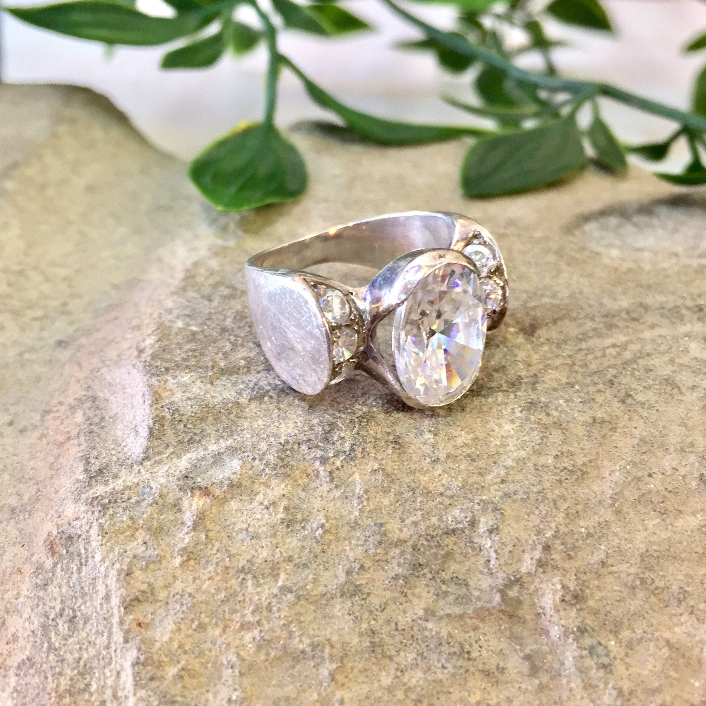 Vintage Silver Ring, Vintage Jewelry, Sterling Silver, Statement Ring, Engagement Ring, Wedding Jewelry, Cocktail Ring, Diamond Jewelry, 925
