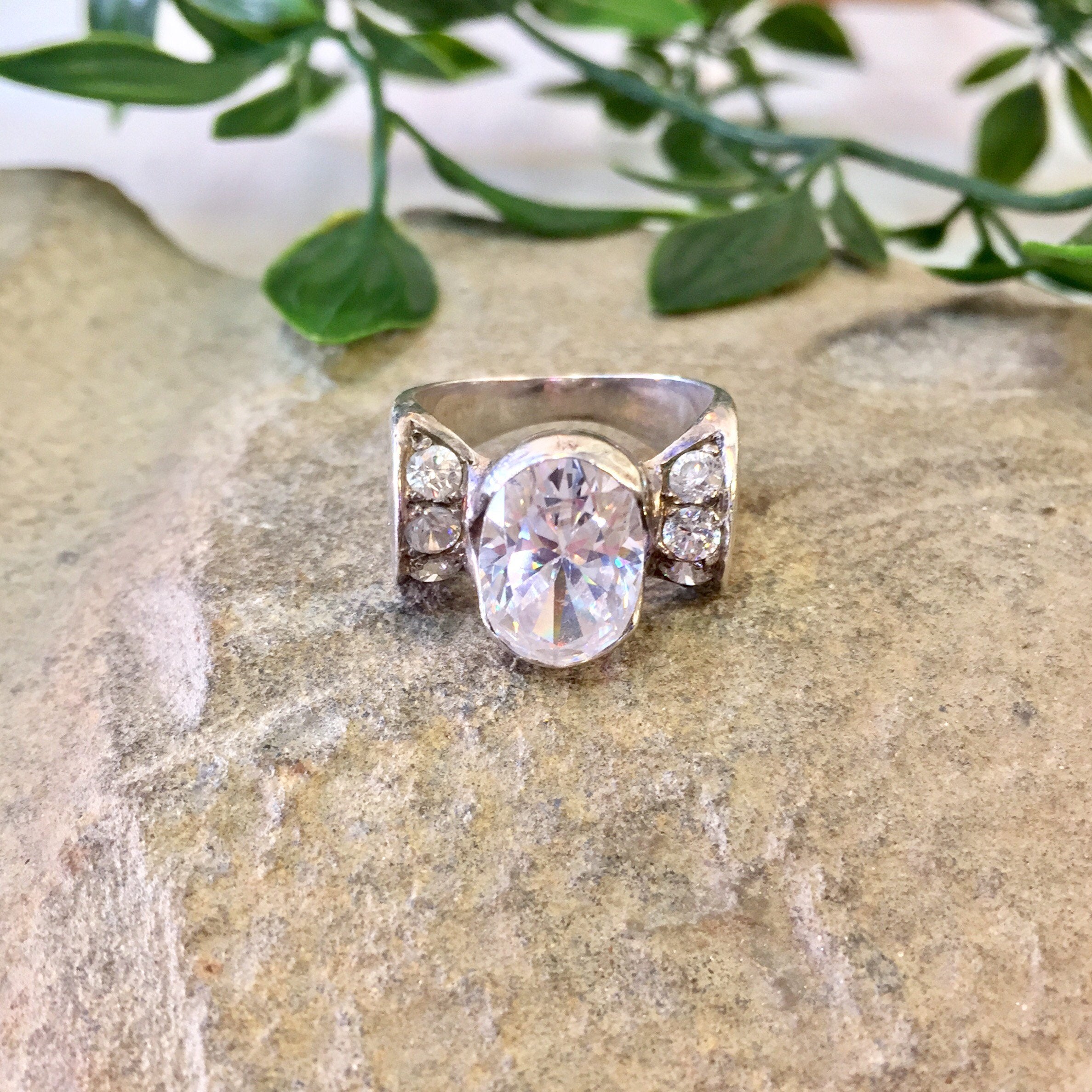 Vintage Silver Ring, Vintage Jewelry, Sterling Silver, Statement Ring, Engagement Ring, Wedding Jewelry, Cocktail Ring, Diamond Jewelry, 925
