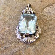 Vintage Silver Pendant, Aquamarine, Sterling Silver, Vintage Jewlery, Necklace, Blue, 925, Mothers Day Gift