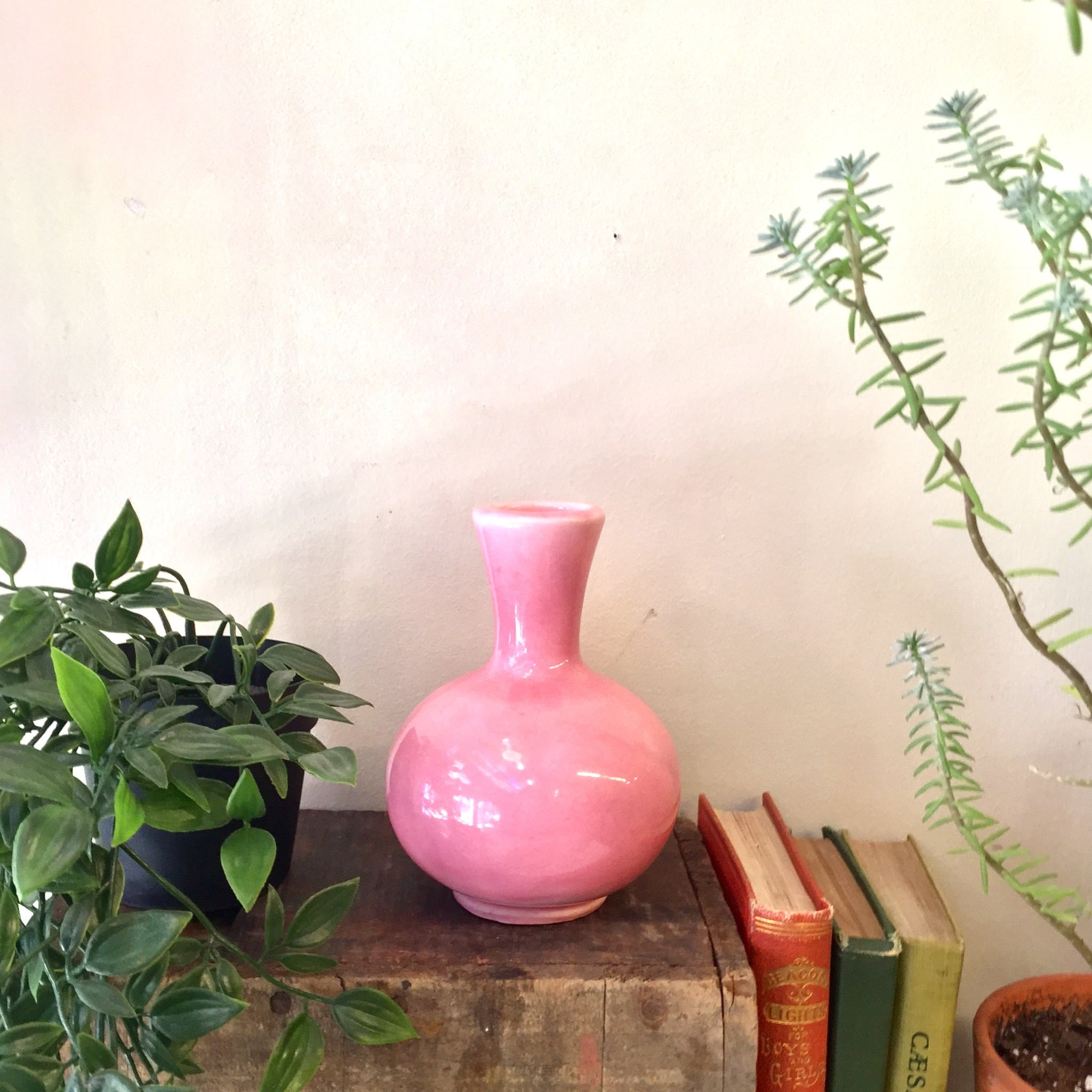 Ceramic Pink Vase | Pink Home Decor | Bubblegum Pink | Small Vase | Table Vase | Vintage Home Decor | Pink | Vase | Flower Vase | Glazed