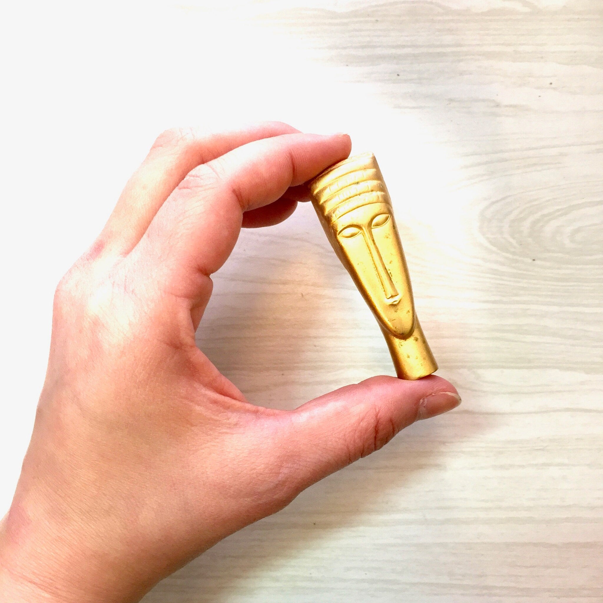 Vintage Gold Brooch, Vintage Costume Jewelry, Gold Tone Jewelry, Face, Mask, Abstract, Vintage Pin, Ethnic Jewelry, Mother's Day Gift