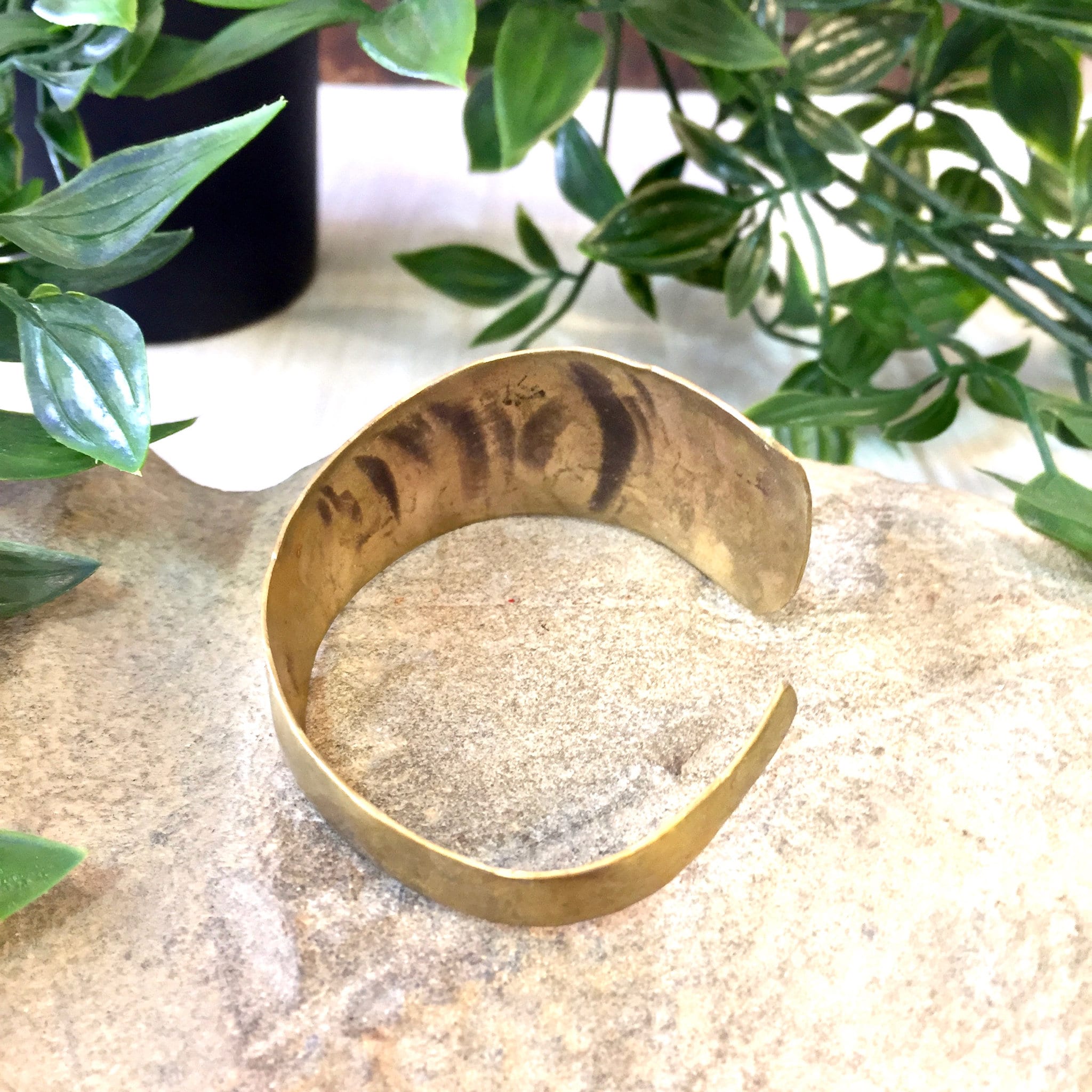 Vintage Brass Cuff, Vintage Jewlery, Brass Bracelet, Asymmetrical Cuff, Hammered Bracelet, Hand Made, Mother's Day Gift, Gold Tone